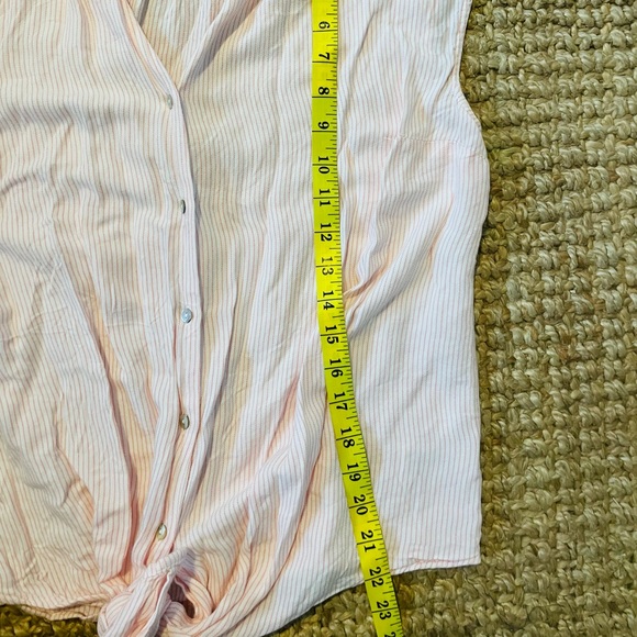 A New Day L Pink Pinstriped Button Front Knot Sleeveless Tank Top - Picture 7 of 7